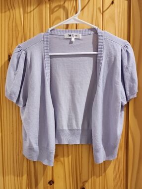 YoMak Lavender Short-Sleeve Open-Front Cardigan